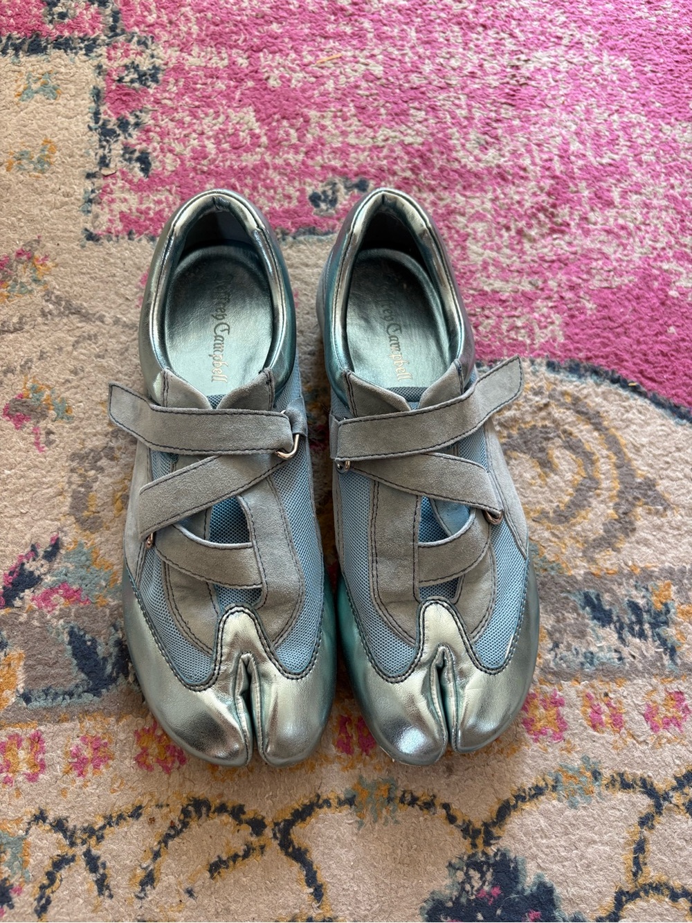 Jeffrey Campbell Metallic Blue Gray Tabi Split-Toe Sneakers